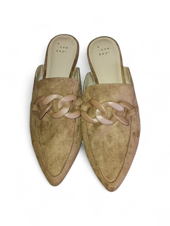 a new day Shoes - a new day Tan Suede Pointed Chain-Link Mule